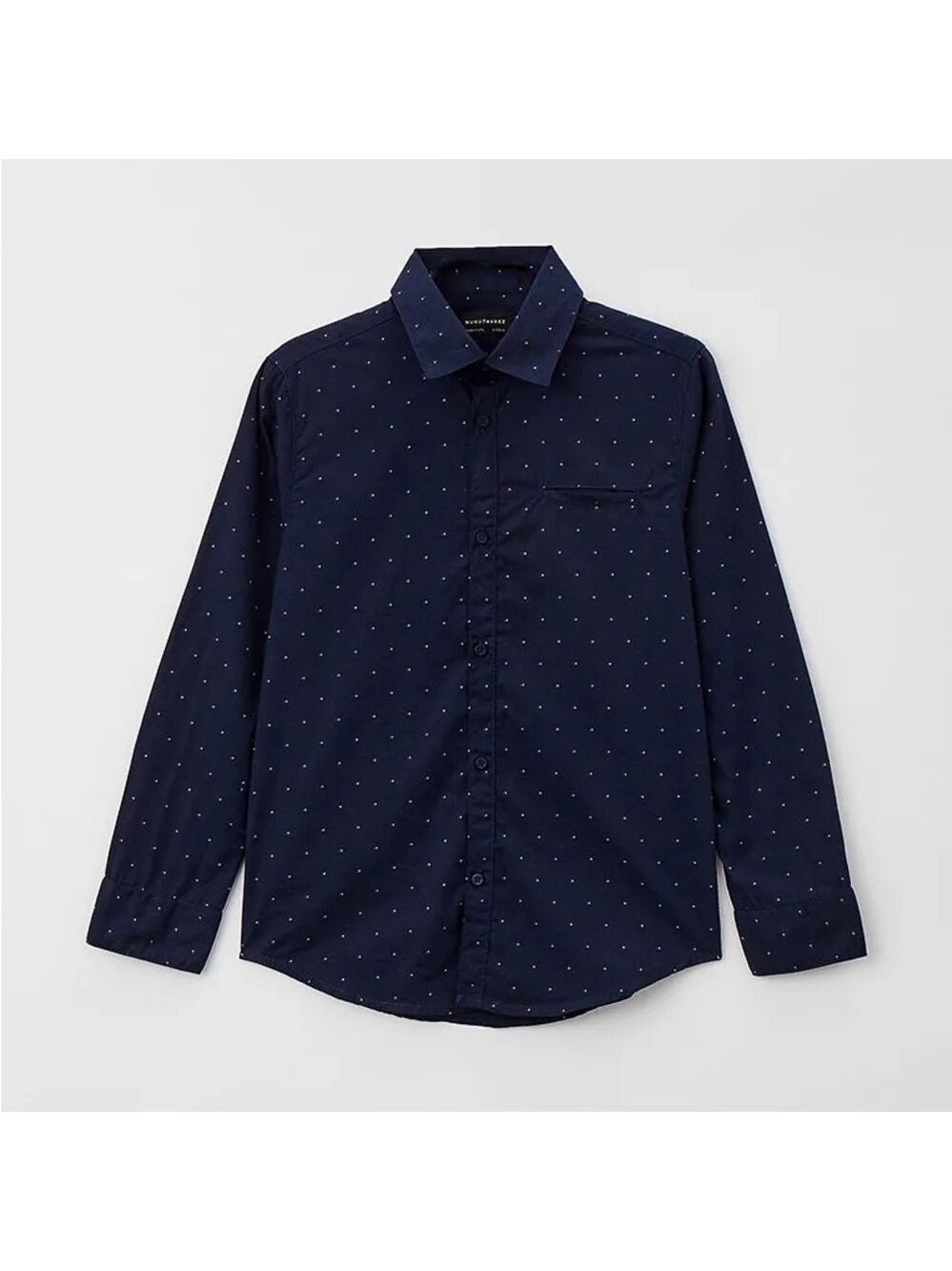 Size 10 Boys Mayoral Dark Blue Patterned Button Down Shirt